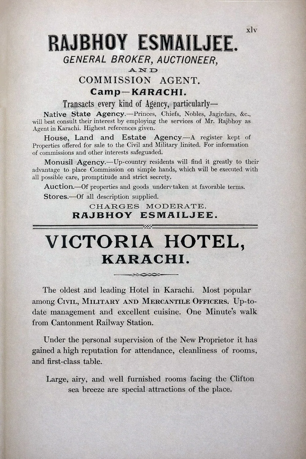 Rajbhoy Esmailjee and Victoria Hotel 1907