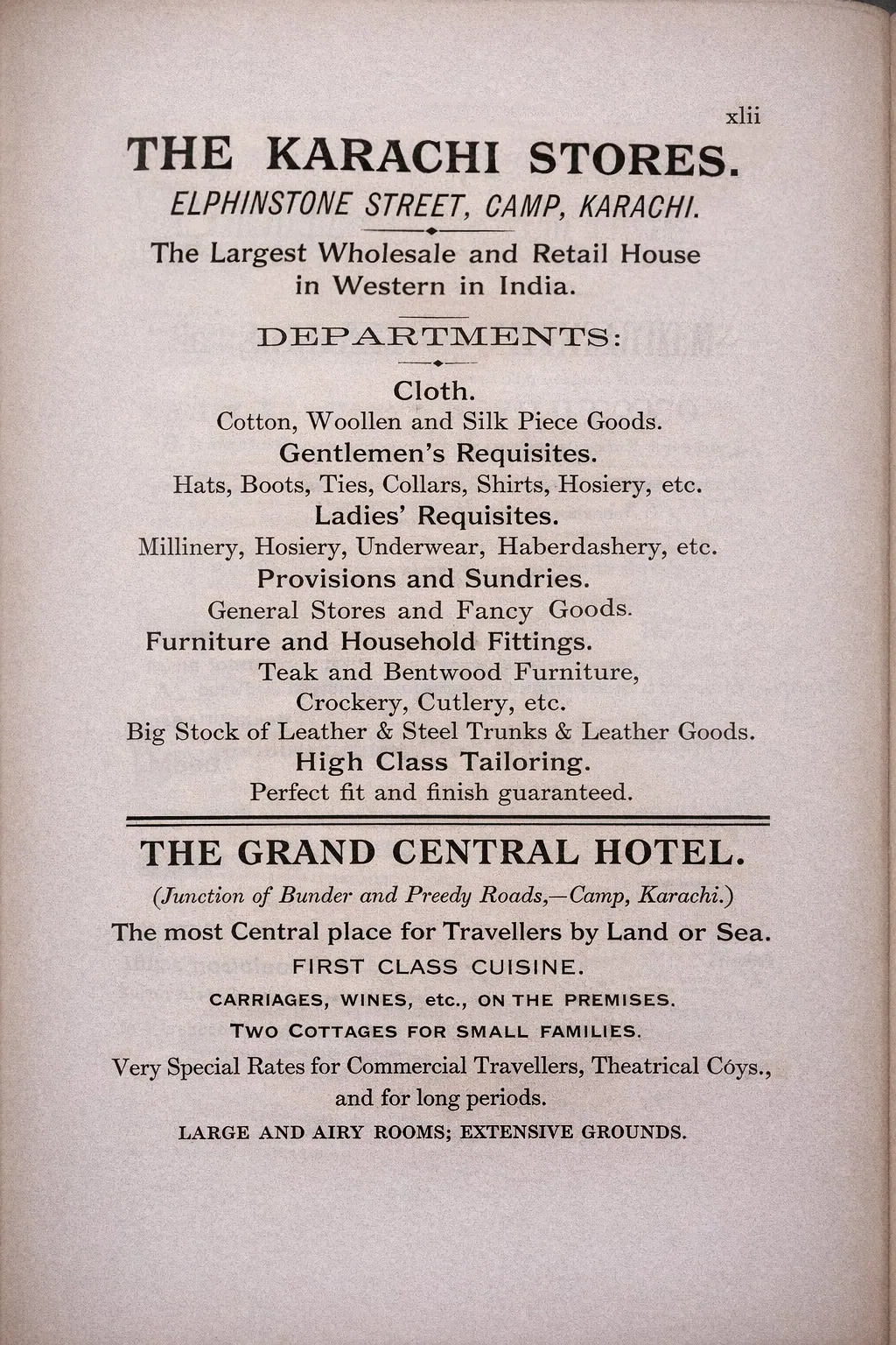 The Karachi Stores and The Grand Central Hotel 1907