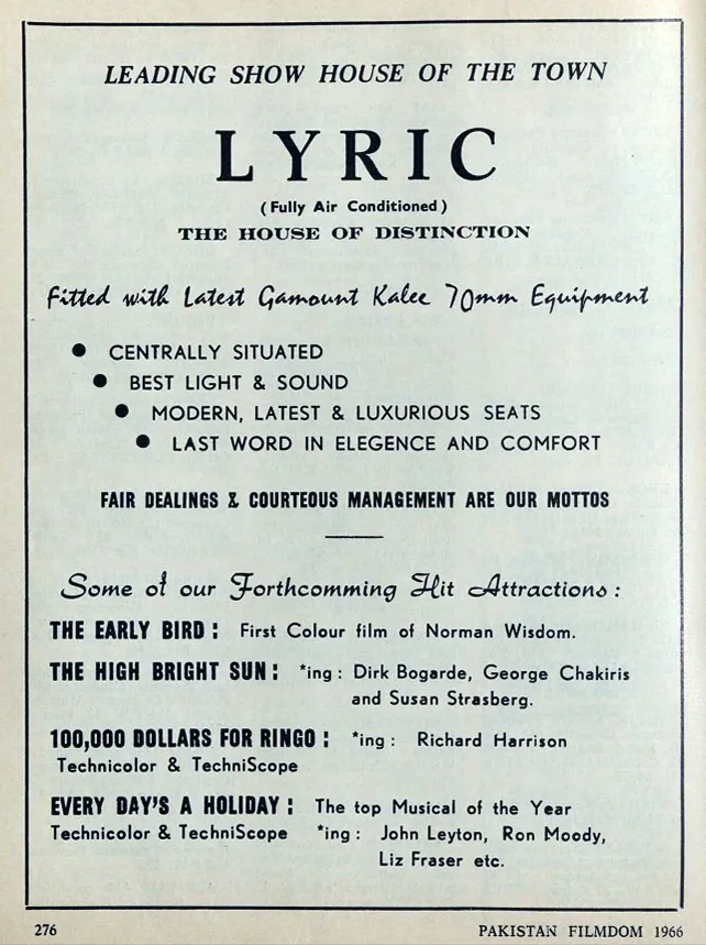 Lyrc Cinema releases 1966