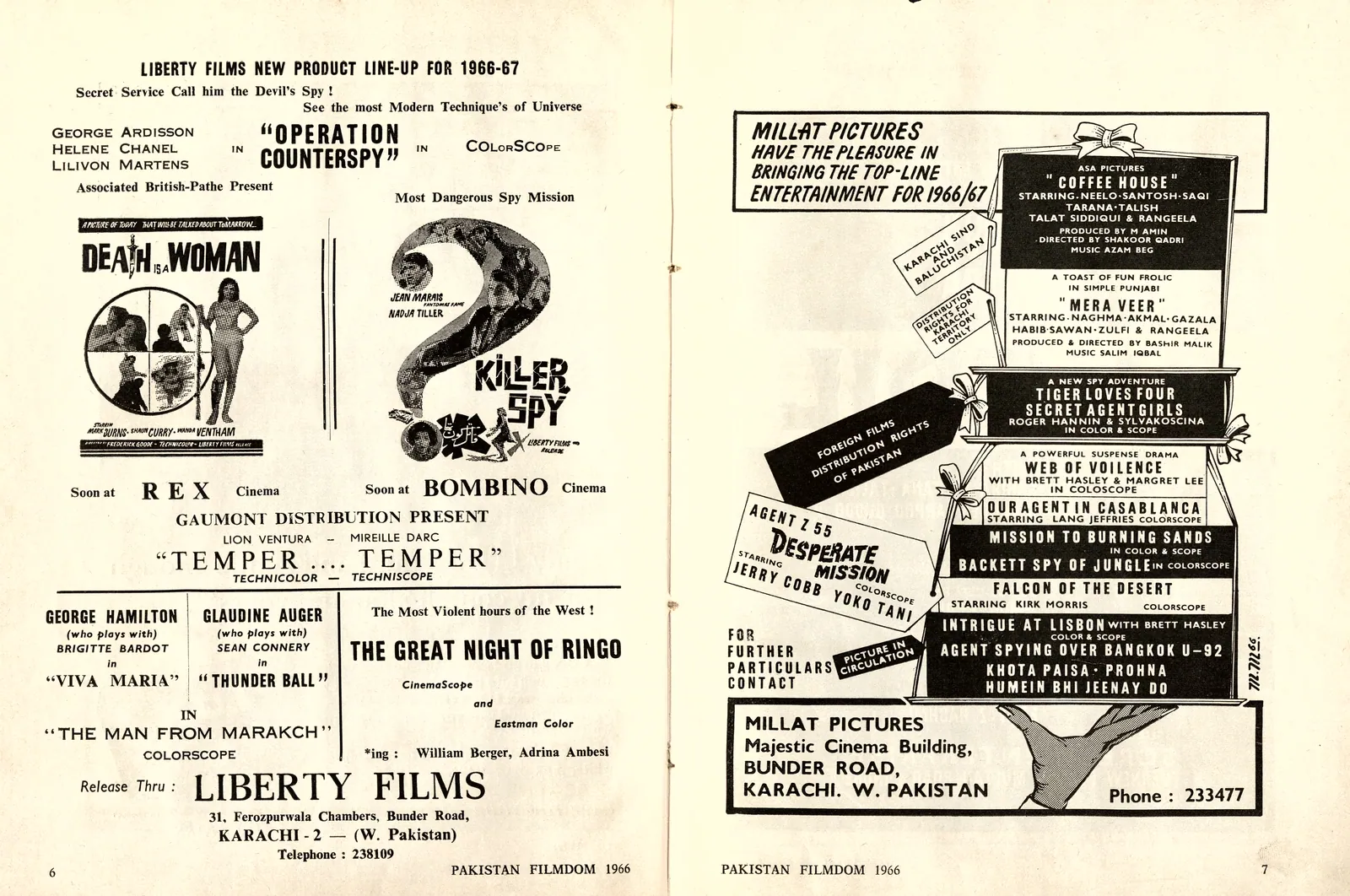 Liberty Films and Millat Pictures English film releases 1966