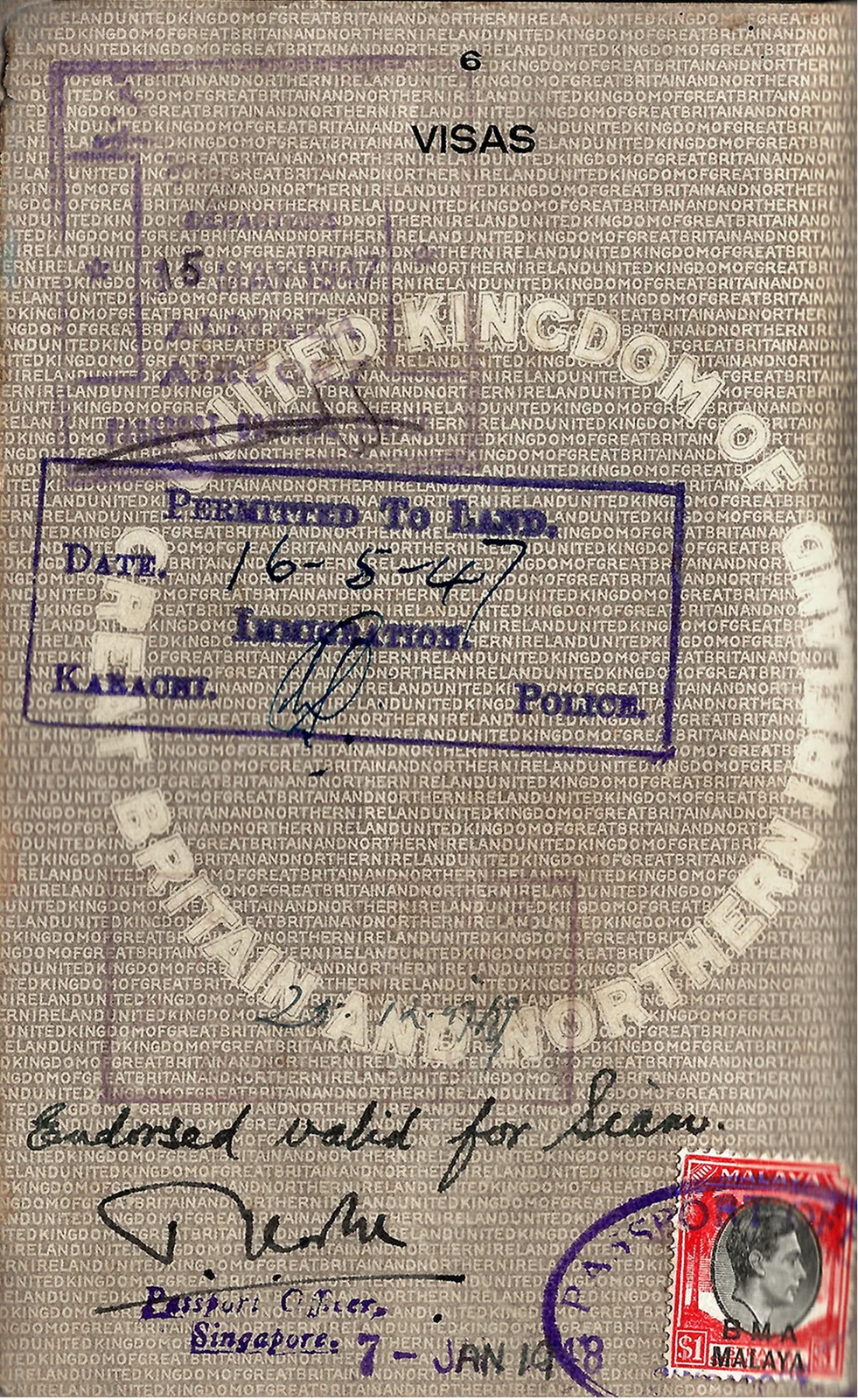 A page from Abdur Rehman Siddiqui's (1887-1953) passport – fearless statesman, journalist, and activist who fought for independence, Palestine, and Turkey.